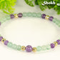 Close up of 4mm Green Aventurine and Amethyst Bracelet.