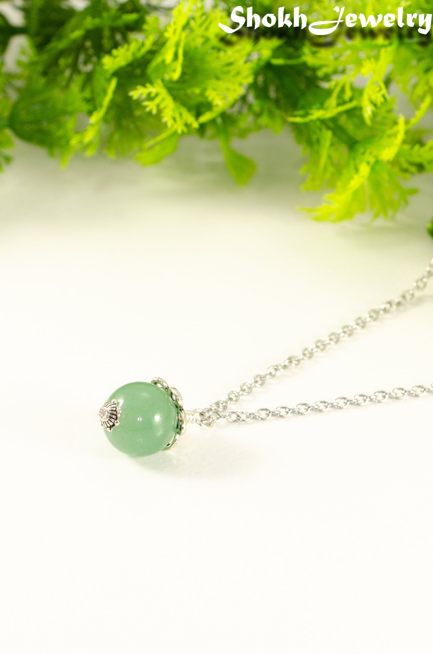 12mm Green Aventurine Pendant Necklace.