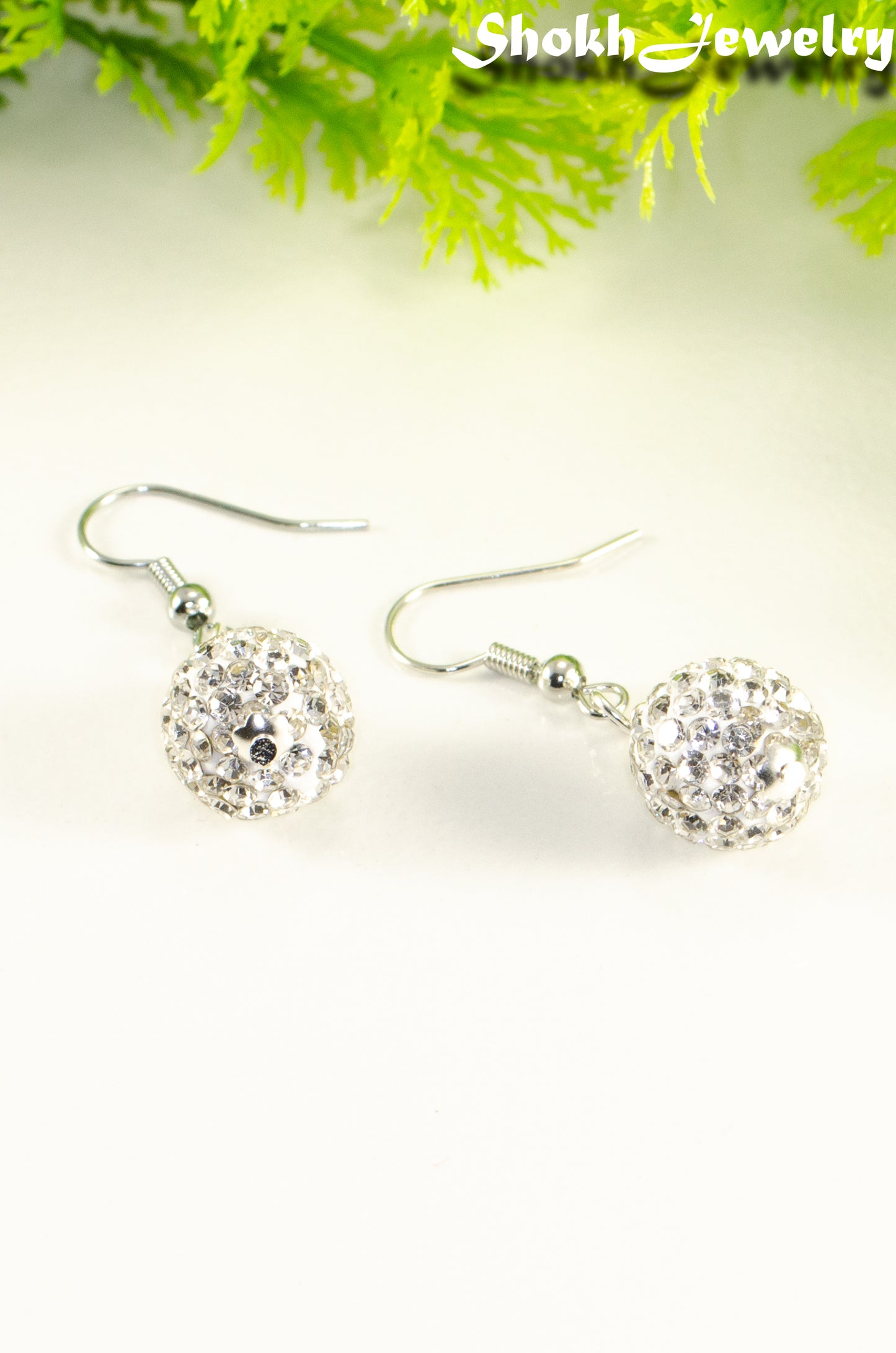 12mm Rhinestone Disco Ball Earrings.
