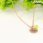 Close up of Rose Gold Plated August Birth Flower Necklace with Peridot Birthstone Pendant.
