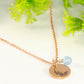 Rose Gold Plated March Birth Flower Necklace with Aquamarine Birthstone Pendant.