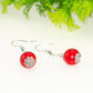 12mm Red Howlite Dangle Earrings for women.