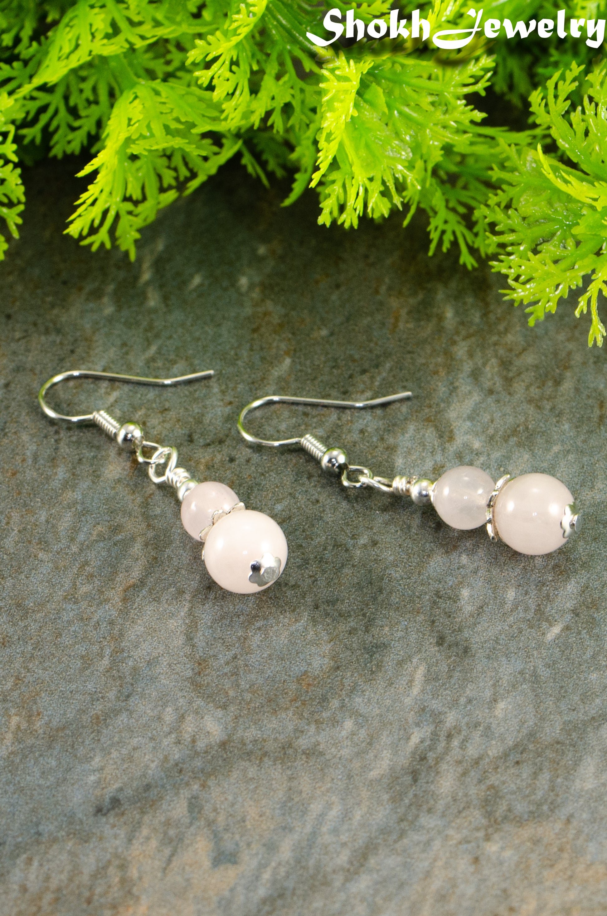 Small Rose Quartz Earrings.