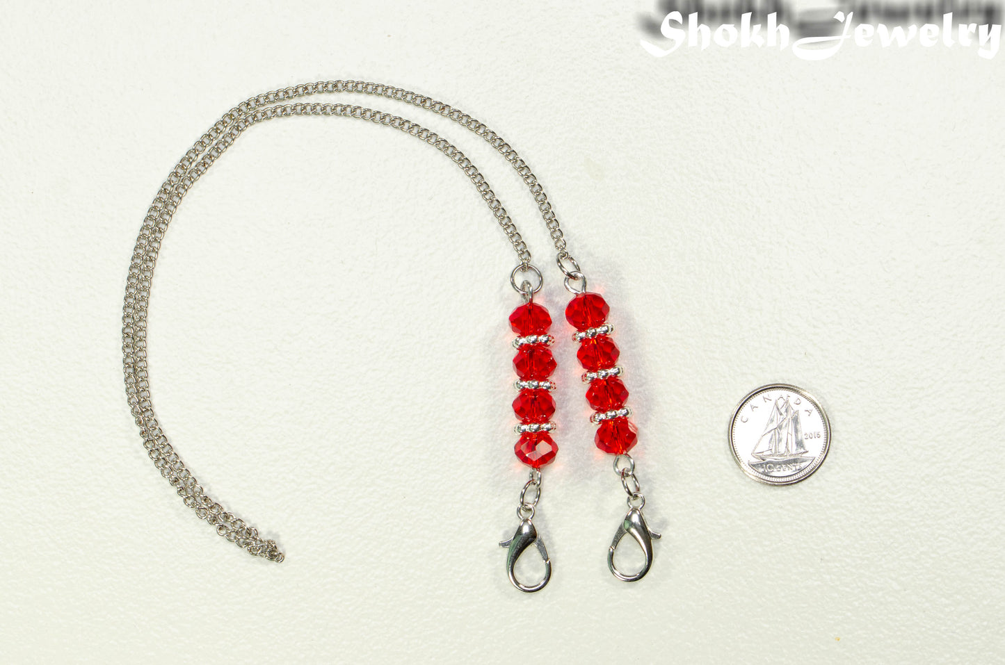 Clear Glass Crystal Eyeglass Chain, Beaded Face Mask Lanyard