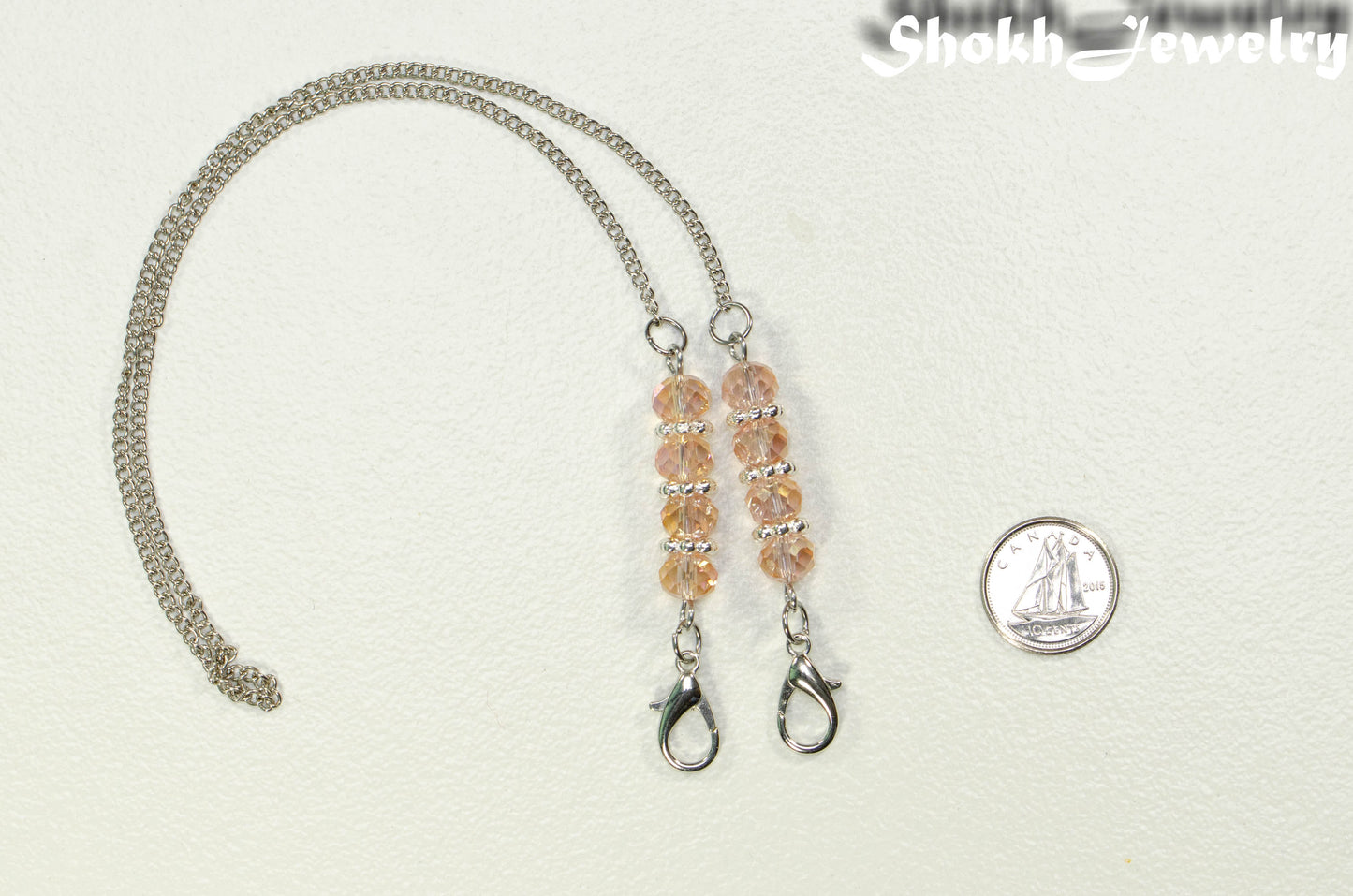 Clear Glass Crystal Eyeglass Chain, Beaded Face Mask Lanyard