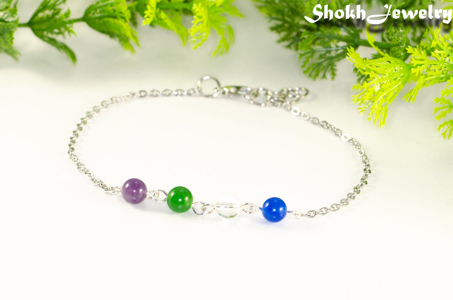 Custom Family Birthstone Anklet with 4 gemstones