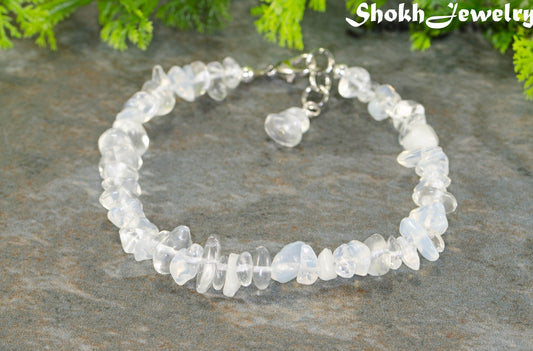 Natural White Opal Crystal Chip Bracelet.