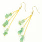 Top view of Long Gold Plated Chain and Green Aventurine Chip Earrings.