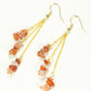 Top view of Long Gold Plated Chain and Carnelian Crystal Chip Earrings.