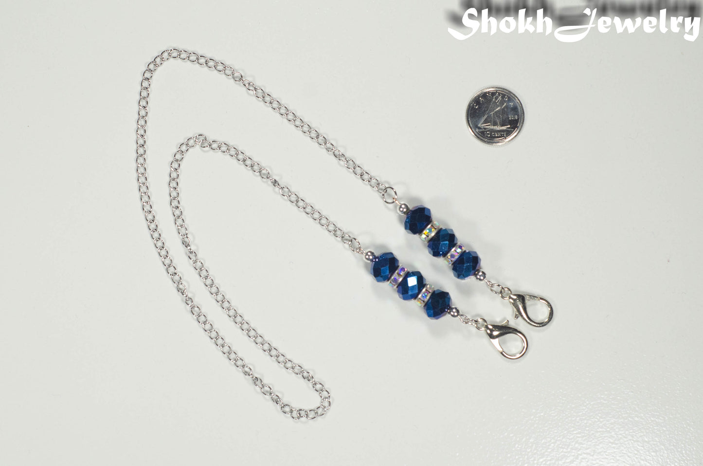 Glass Crystal and Sparkly Rhinestone Eyeglass Chain, Beaded Face Mask Lanyard