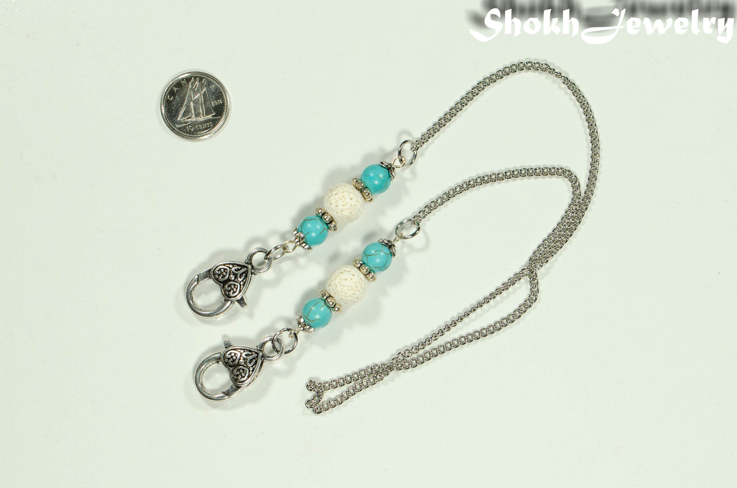 Gemstone and Lava Stone Eyeglass Chain, Aromatherapy Face Mask Lanyard