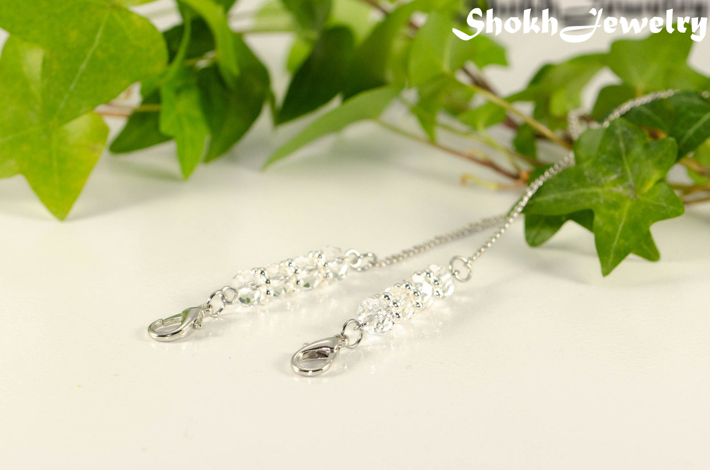 Clear Glass Crystal Eyeglass Chain.