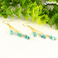 Long Gold Plated Chain and Turquoise Crystal Chip Earrings for women.