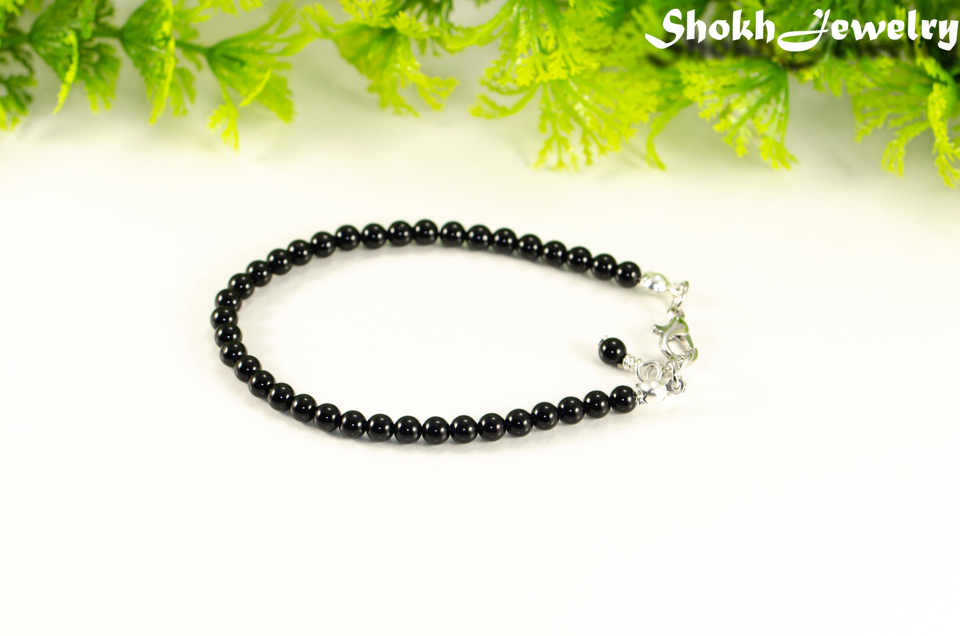 4mm Black Onyx Stone Bracelet with Clasp.