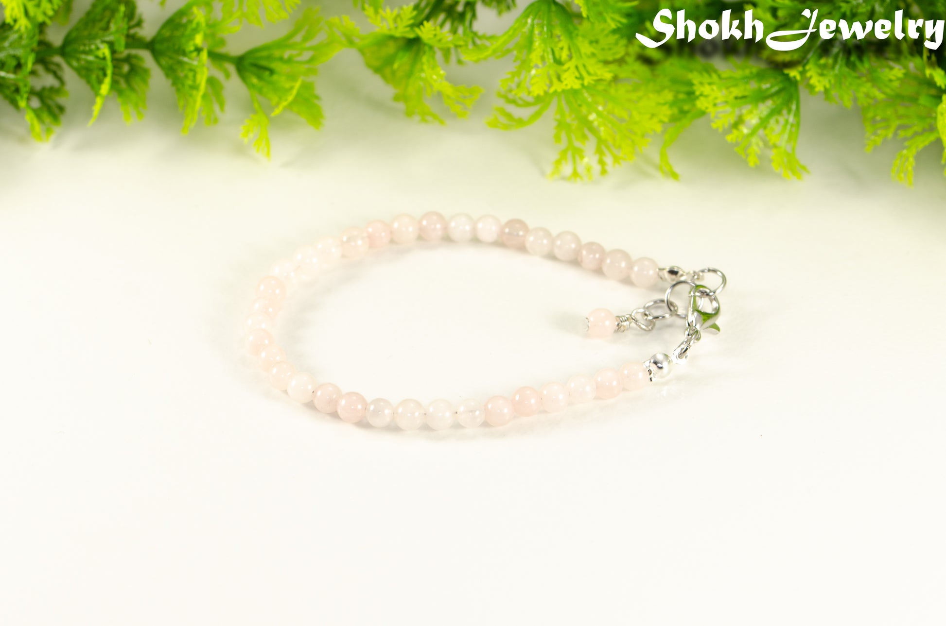 4mm Rose Quartz Bracelet with Clasp.
