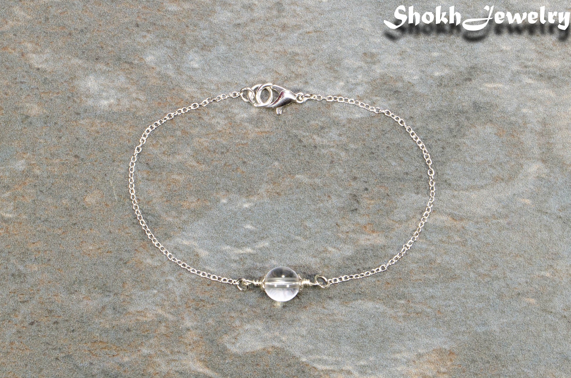 Minimal Clear Quartz Bracelet with clasp.