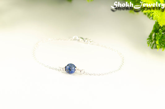 Minimal Lapis Lazuli Bracelet with clasp.