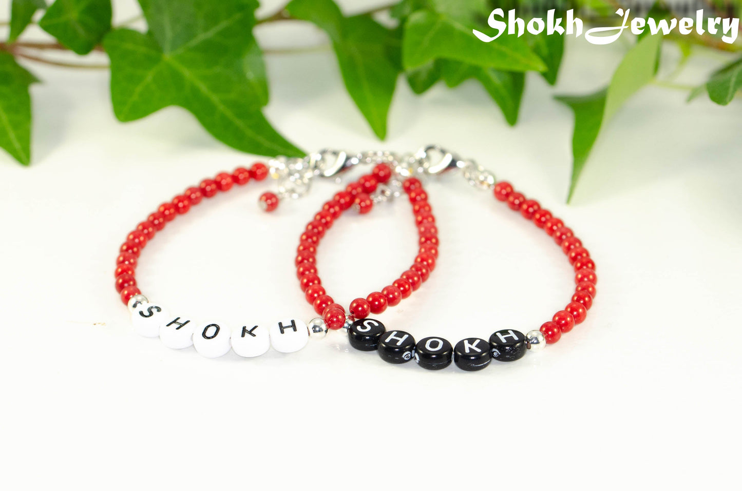 Colour options for Personalized Natural Red Coral Bracelet with Clasp.