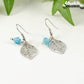 Filigree Leaf Charm and Aqua Blue Glass Crystal Earrings for women.