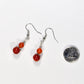 Small Natural Fire Agate Earrings beside a dime.