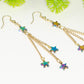 Sparkly Hematite Star and Gold Chain Earrings