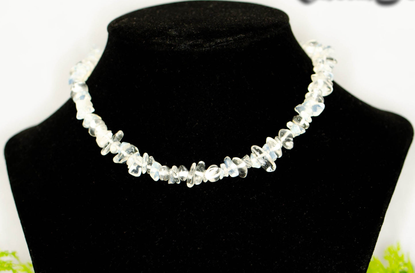 Natural Opal Crystal Chip Choker Necklace on a bust