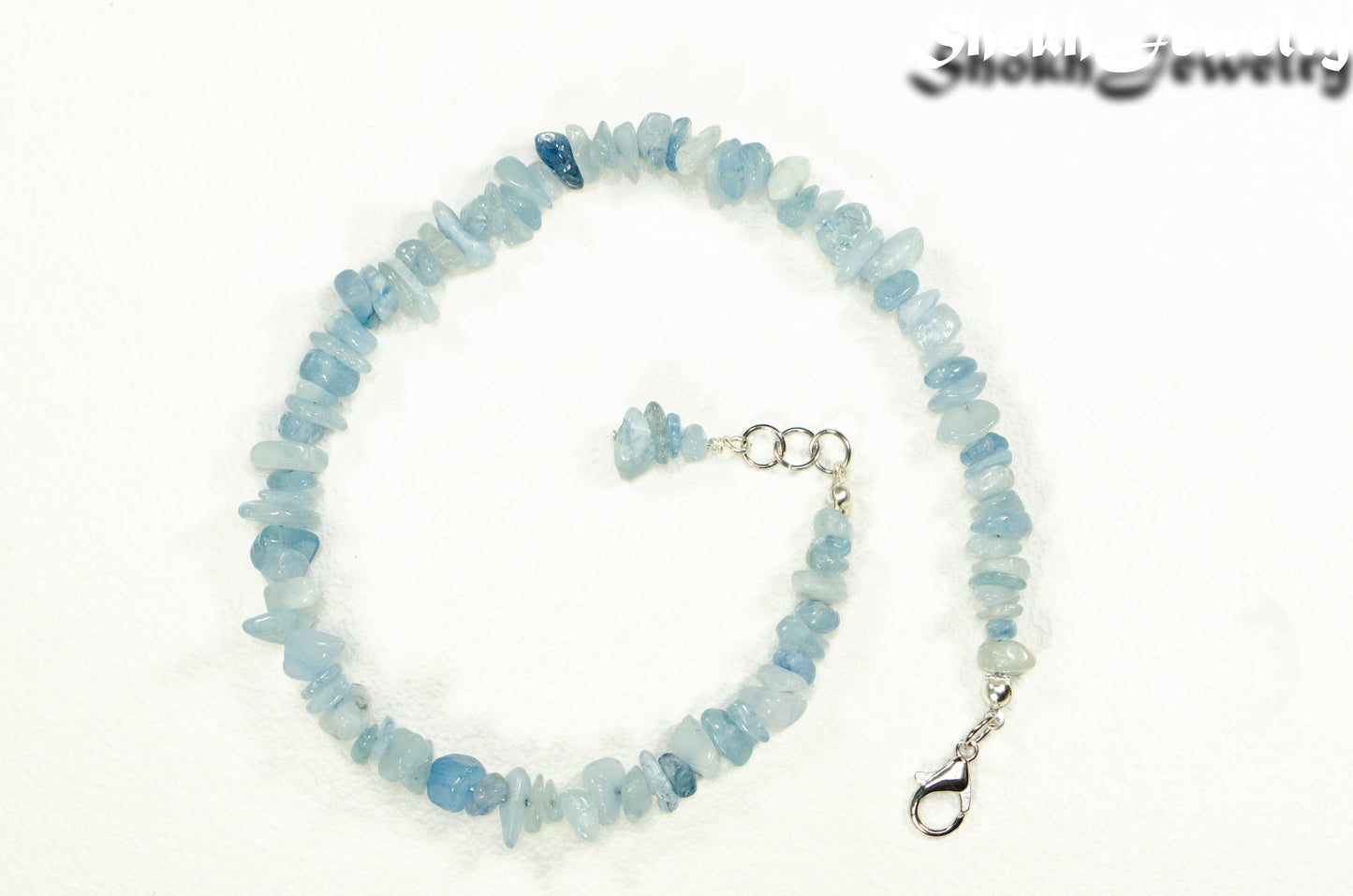 Natural Aquamarine Crystal Chip Anklet