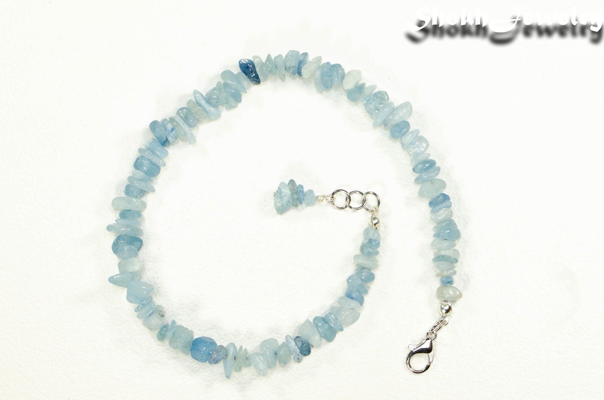 Natural Aquamarine Crystal Chip Anklet