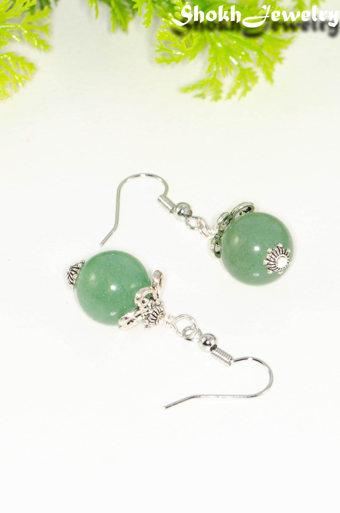 12mm Natural Green Aventurine Crystal Earrings
