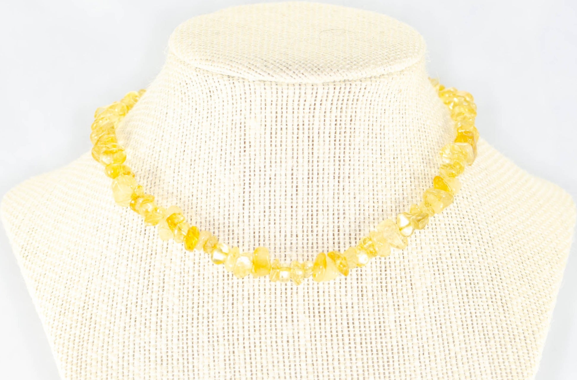 Natural Citrine Crystal Chip Choker Necklace on a bust